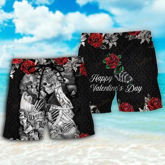 Skull Valentine's Day Art Beach Short | Newhawaiianshirts AU