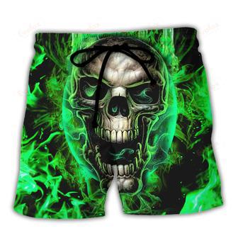 Skull When I Was Born The Devil Said Oh...Sh!t! Competition Green Style Beach Short | Newhawaiianshirts CA