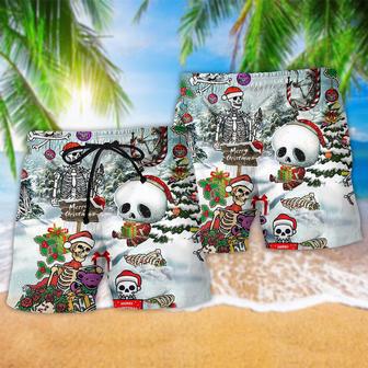 Skull Xmas Snow Christmas Beach Short | Newhawaiianshirts AU