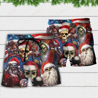 Skull Xmas US Flag Horror Skeleton Beach Short | Newhawaiianshirts CA