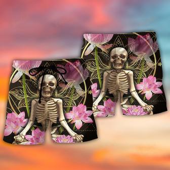 Skull Yoga Lighting Lotus Flower Beach Short | Newhawaiianshirts