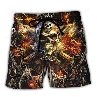 Skull Your First Mistake Was Thinking I Was One Of The Sheep Bullet Fire Beach Short | Newhawaiianshirts UK