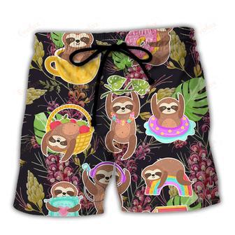 Sloth Cute Funny Tropical Vibe Funny Art Beach Short | Newhawaiianshirts AU