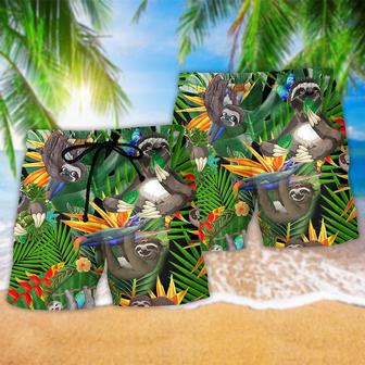 Sloth Happiness All Day Tropical Summer Beach Short | Newhawaiianshirts UK