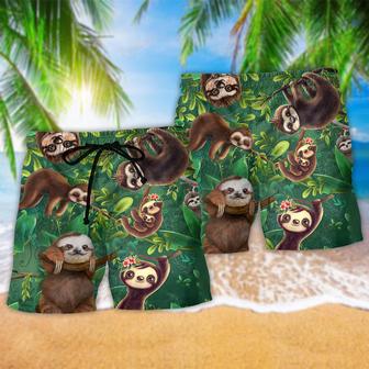 Sloth Lovely Cute Animals Beach Short | Newhawaiianshirts AU