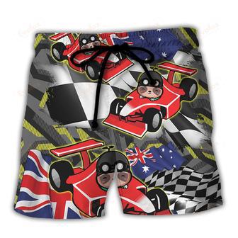 Sloth Racing Formula One Car Racing Art Australian Vibe Beach Short | Newhawaiianshirts CA