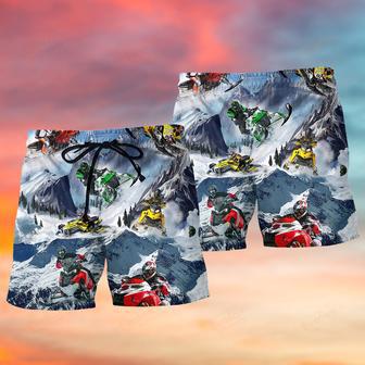 Snowmobile Life Style With Ice Mountain Beach Short | Newhawaiianshirts CA