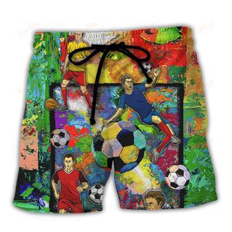 Soccer Style Colorful Lover Art Beach Short | Newhawaiianshirts AU