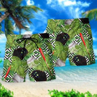 Softball Tropical Leaves Cool Beach Short | Newhawaiianshirts DE