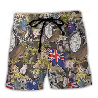 Solth Australia Sloth Ride Cycling Art Beach Short | Newhawaiianshirts UK