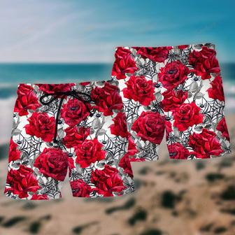 Spider And Red Rose Beach Short | Newhawaiianshirts AU