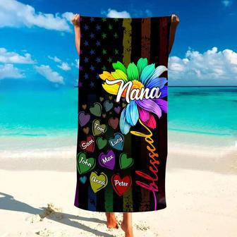 Sunflower Themed Blessed Nana Beach Towels Perfect Summer Gift Grandma | Newhawaiianshirts UK