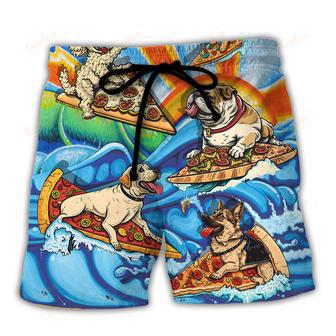 Surfing Funny Dog Pizza Surfing Boy Like A Normal Boy But Cooler Lovers Surfing Beach Short | Newhawaiianshirts UK