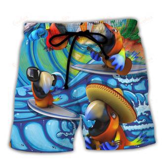 Surfing Funny Parrot Too Much Work Not Enough Surfing Lovers Surfing Beach Short | Newhawaiianshirts DE