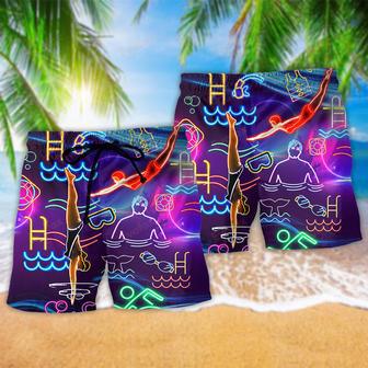 Swimming With Your Heart Swimming Neon Beach Short | Newhawaiianshirts UK