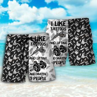 Tattoo Lifting I Like Tatoos And Lifting Beach Short | Newhawaiianshirts CA