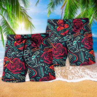 Tattoo Red Rose Heart Beach Short | Newhawaiianshirts AU