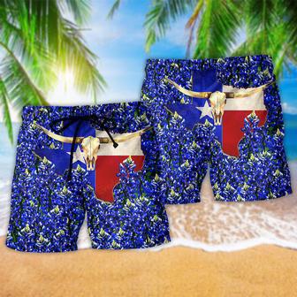 Texas Forever Texas Bluebonnet Blue Beach Short | Newhawaiianshirts CA