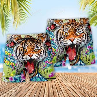 Tiger Awesome With Floral Beach Short | Newhawaiianshirts AU