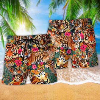 Tiger Be A Jungle Tiger Not A Zoo Tiger Floral Beach Short | Newhawaiianshirts CA