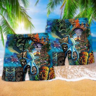 Tiki And Ocean Colorful Beach Short | Newhawaiianshirts AU