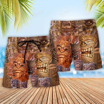 Tiki If Found Please Return To Hawaii Tiki Sculpture Old Beach Short | Newhawaiianshirts UK