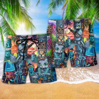 Tiki It's Tiki Time And Cat Beach Short | Newhawaiianshirts AU