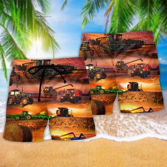 Tractor Farm The Harvest Is Great And Plentiful Beach Short | Newhawaiianshirts AU