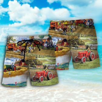 Tractor Farm Tractor Painting Art Beach Short | Newhawaiianshirts UK