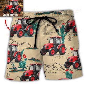 Tractor On The Desert Basic Style Custom Photo Beach Short | Newhawaiianshirts DE