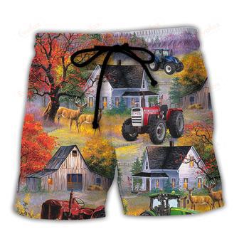 Tractor Save Me From Being A Pornstar Now I'm Just A Farmer Lover Art Style Beach Short | Newhawaiianshirts AU