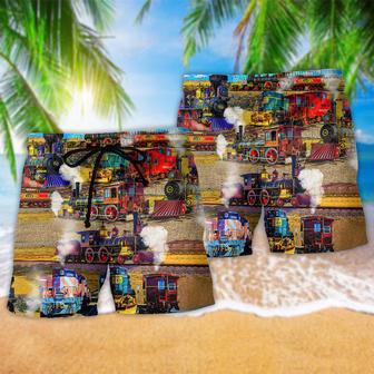 Train It's Better To Travel Well Than To Arrive Colorful Beach Short | Newhawaiianshirts DE