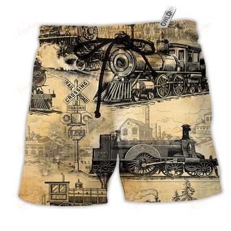 Train On The Railway Love Life Yellow Beach Short | Newhawaiianshirts AU