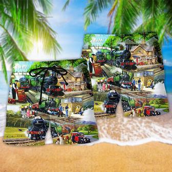 Train Track Full Of Possibilities Beautiful Landscape Beach Short | Newhawaiianshirts UK