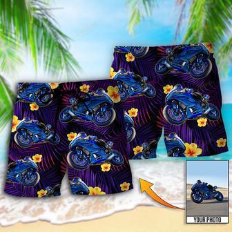 Trooper Motorcycle Tropical Custom Photo Beach Short | Newhawaiianshirts