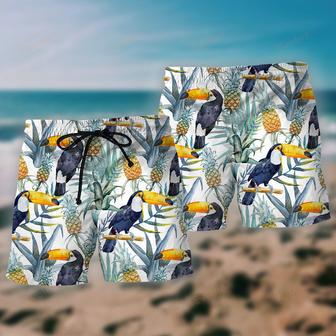 Tropical Bird Pineapple Basic Background Beach Short | Newhawaiianshirts CA