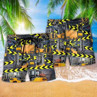 Truck Be Careful For Klift Trucks Are Coming Here So Cool Beach Short | Newhawaiianshirts CA