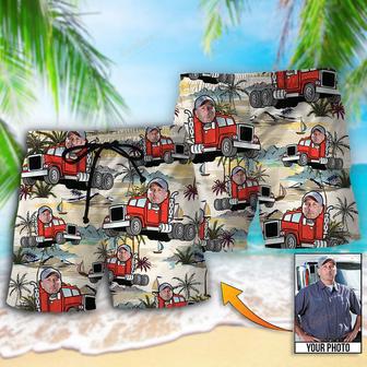 Truck Driver Tropical Beach Custom Photo Beach Short | Newhawaiianshirts AU