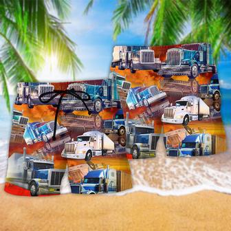 Truck Real Men Drive Big Trucks Beach Short | Newhawaiianshirts DE