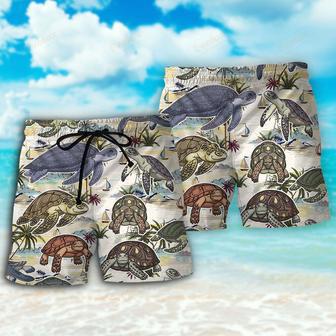 Turtle And Tropical Beach Beach Short | Newhawaiianshirts