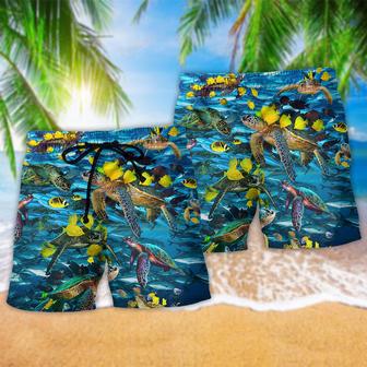 Turtle Go With The Flow Turtles And Fish Beach Short | Newhawaiianshirts UK