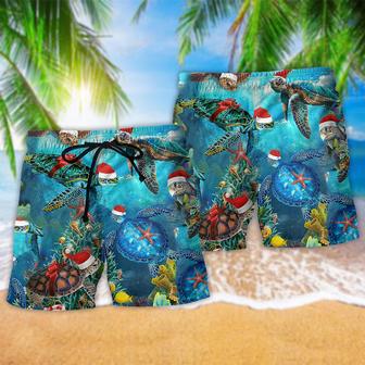 Turtle Love Christmas And Ocean Beach Short | Newhawaiianshirts CA