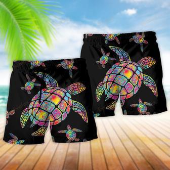 Turtle Love Ocean Hippie Black Style Beach Short | Newhawaiianshirts CA