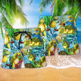 Turtle Mini Happy Funny Style Beach Short | Newhawaiianshirts AU