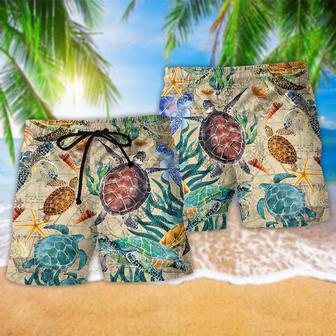 Turtle Under The Ocean Vintage Beach Short | Newhawaiianshirts DE