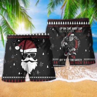 Up On The Rooftop Click Click Click Santa Claus Dark Style Beach Short | Newhawaiianshirts AU