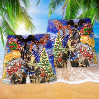 Veteran America Merry Christmas Beach Short | Newhawaiianshirts AU