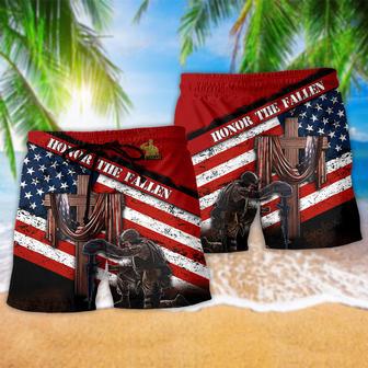 Veteran Honor The Fallen Memory Red Style Beach Short | Newhawaiianshirts DE