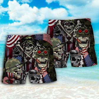 Veteran Skull War Art Beach Short | Newhawaiianshirts AU