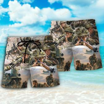 Veteran War Painting Fighting Together Beach Short | Newhawaiianshirts UK